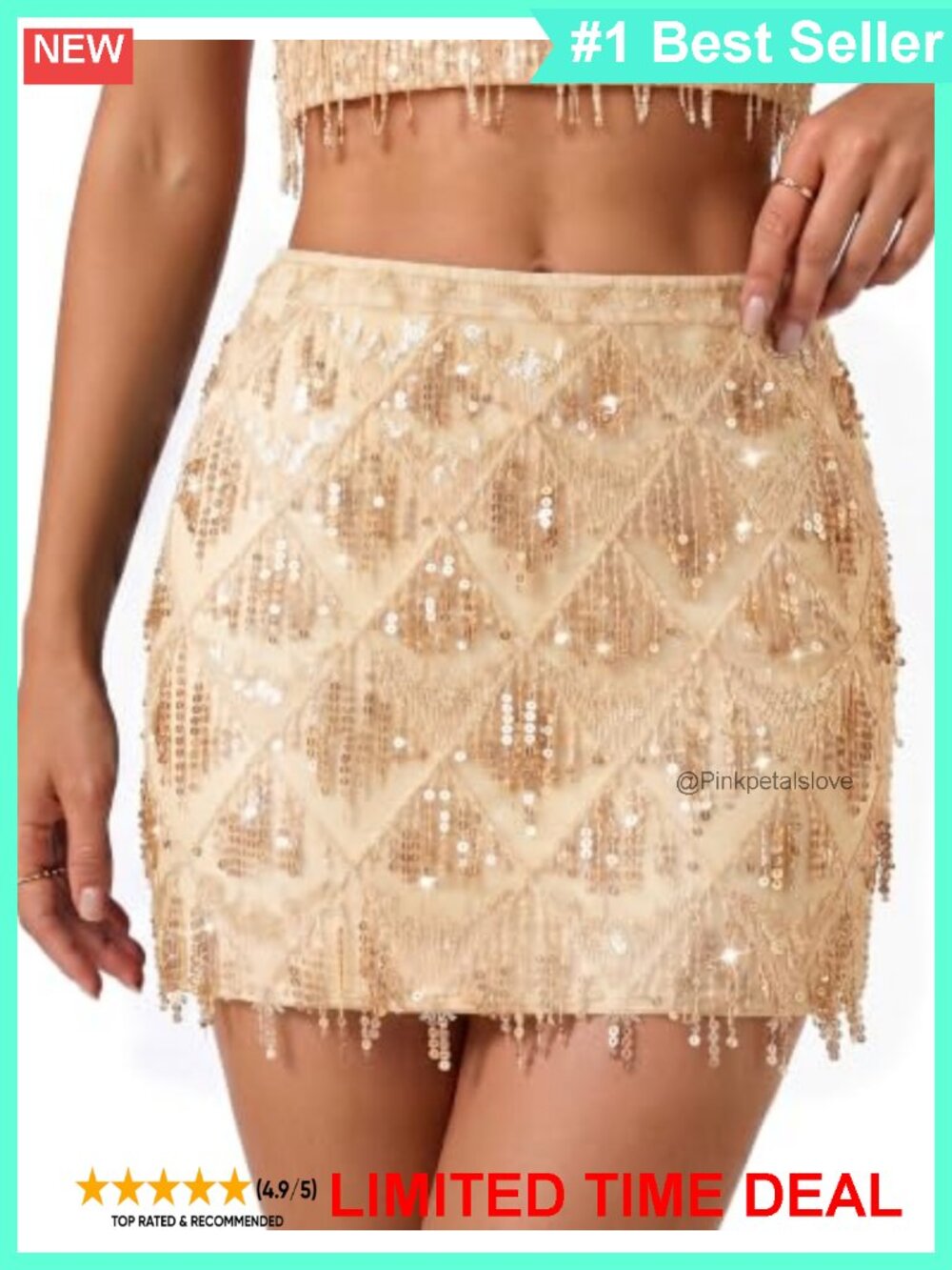 Sequin Fringe Mini Skirt Stretchy Bodycon Sparkle Rave Party Skirt